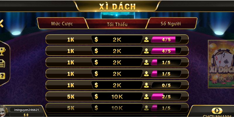 Xì Dách V9Bet – Game bài đổi thưởng cực vui, cực mê 3 Xì dách có đa dạng mức cược cho người chơi lựa chọn