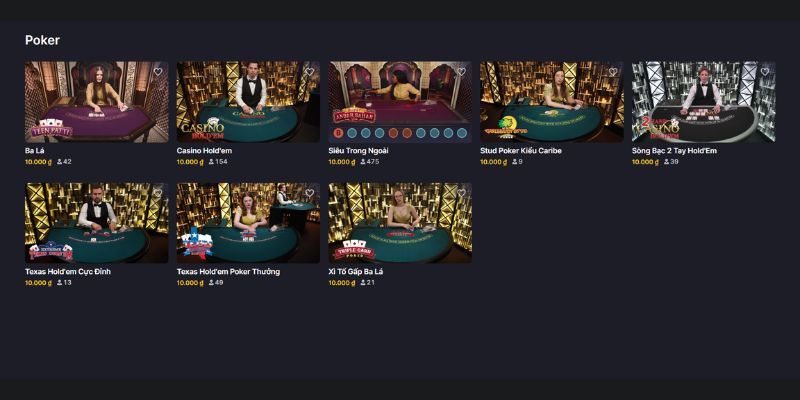 Cẩm nang hướng dẫn cách chơi Poker chi tiết nhất 4 Đa dạng các tựa game poker để trải nghiệm