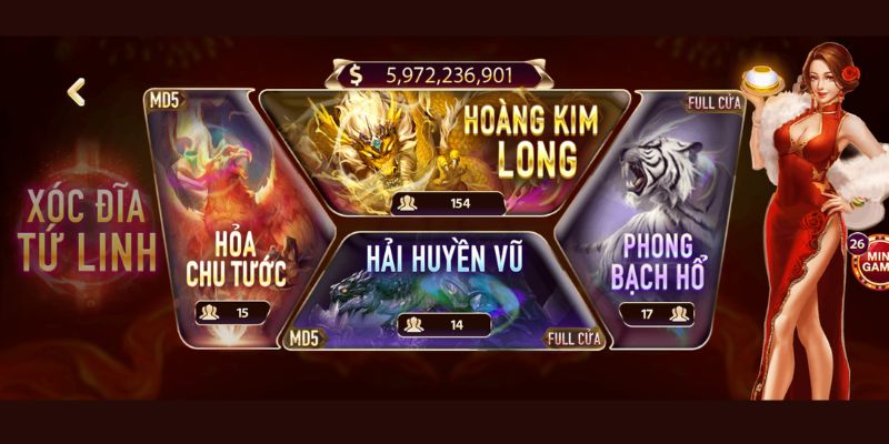 Giải mã sức hút và cách chơi xóc đĩa Tứ Linh chuẩn xác 2 Giao diện chơi xóc đĩa Tứ Linh thiết kế ấn tượng